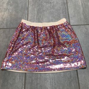 Girls holographic pink mini skirt from Crewcuts.